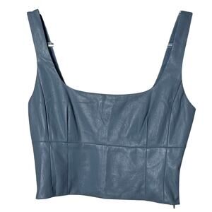 Aritzia Wilfred Shine Bustier Crop Tank Size Small Dune Blue Faux Vegan Leather